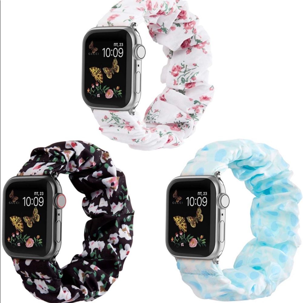 Floral apple wrist band scrunchies